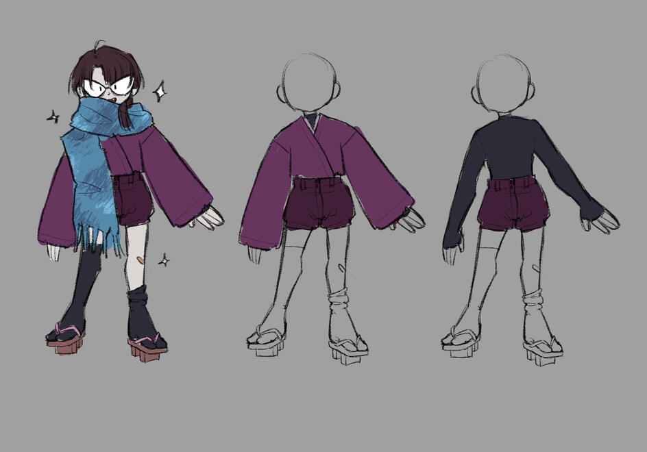 Gastly Gijinka Sketches